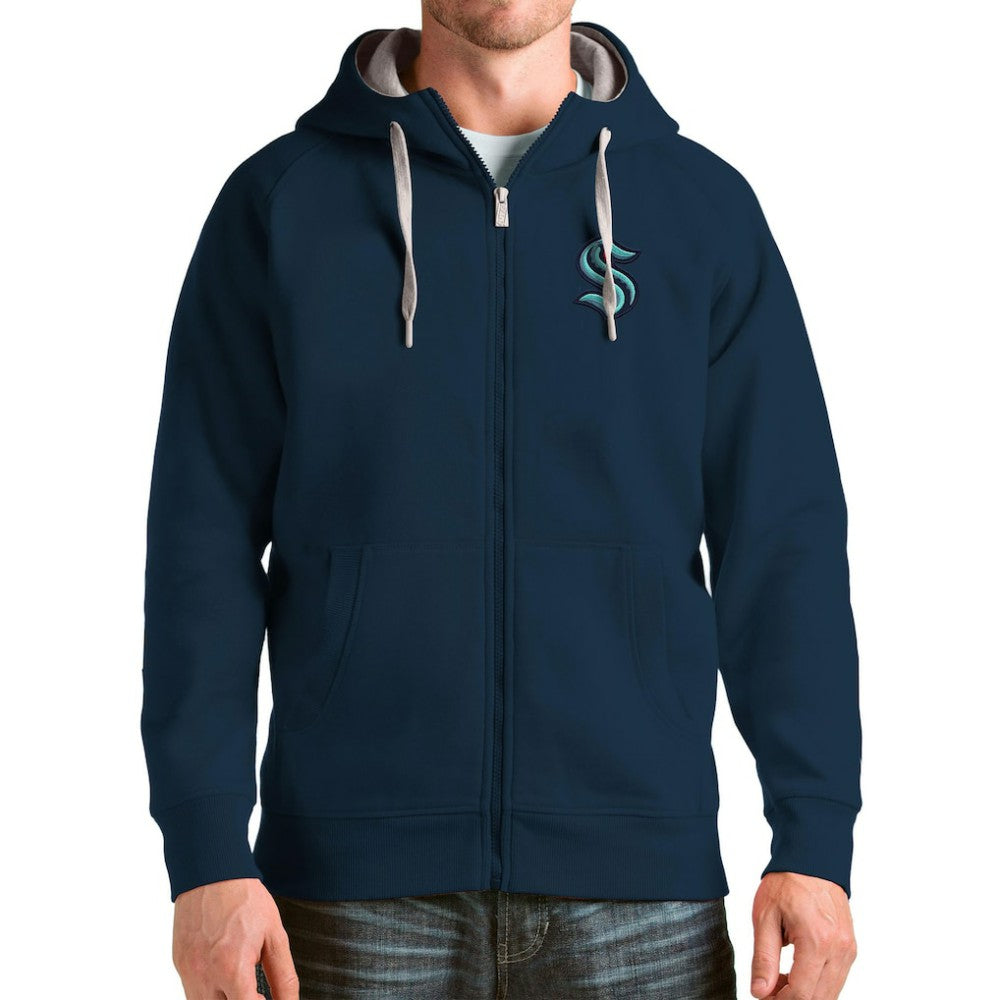 Seattle Kraken Antigua Logo Victory Full-Zip Hoodie - Deep Sea Blue | NHL sale