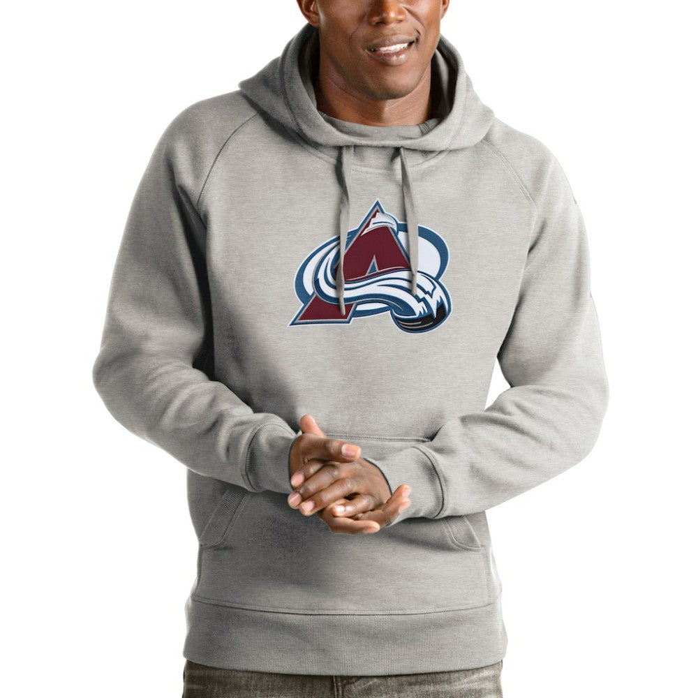 Colorado Avalanche Antigua Logo Victory Pullover Hoodie - Heathered Gray | NHL on sale