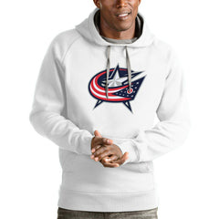 Columbus Blue Jackets Antigua Logo Victory Pullover Hoodie - White | NHL on sale