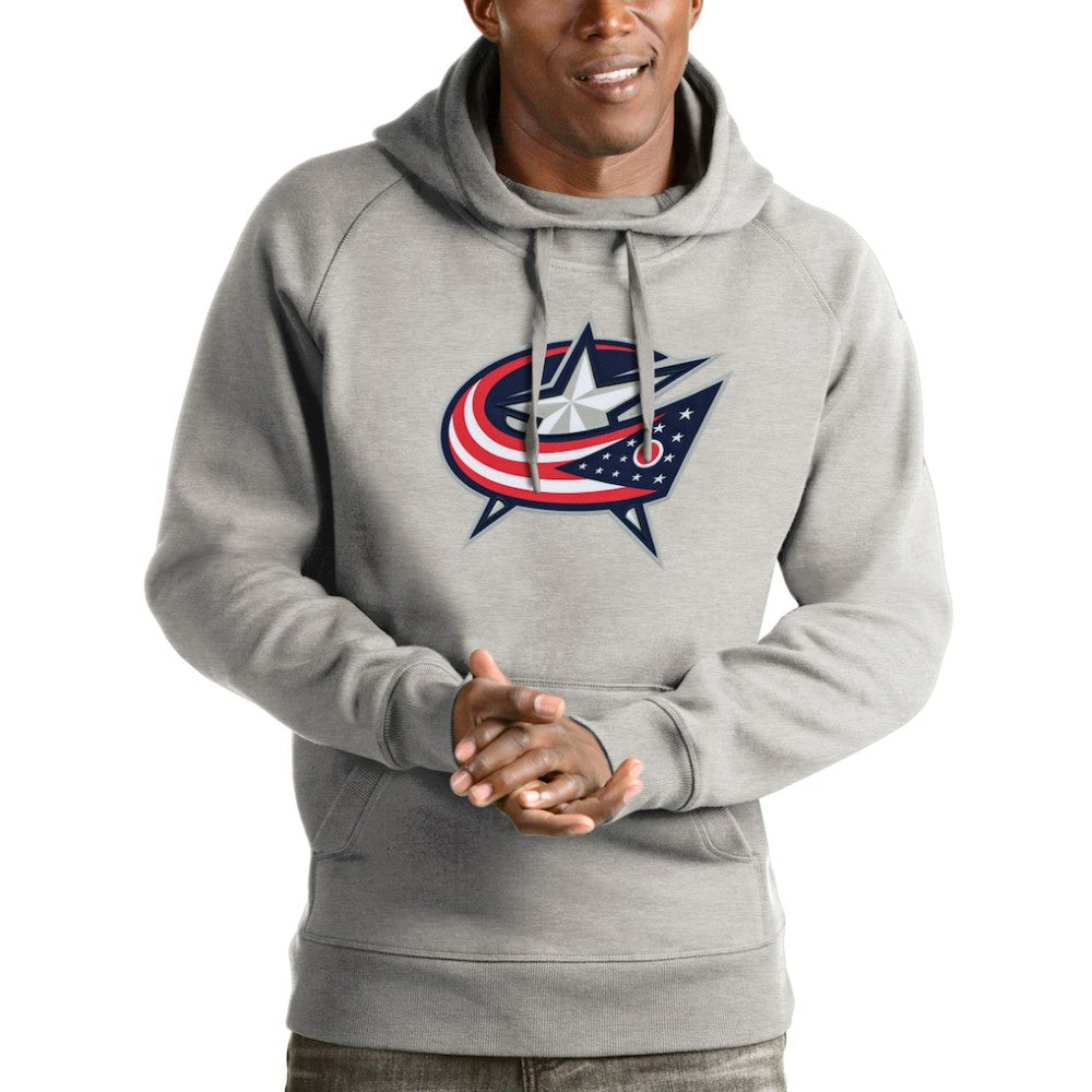 Columbus Blue Jackets Antigua Logo Victory Pullover Hoodie - Heathered Gray | NHL online