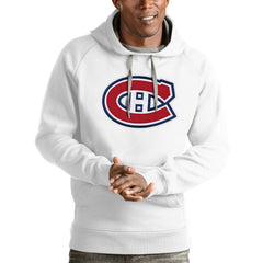 Montreal Canadiens Antigua Logo Victory Pullover Hoodie - White | NHL Clearance