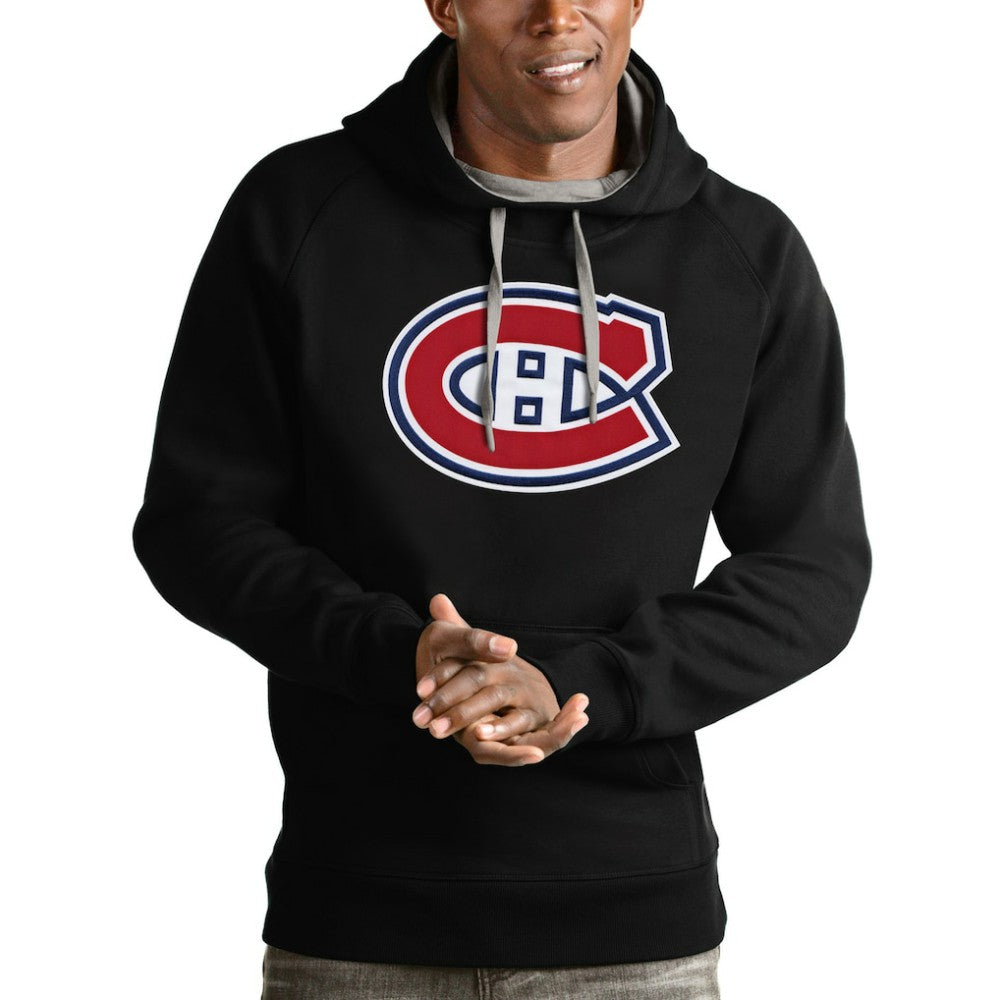 Montreal Canadiens Antigua Logo Victory Pullover Hoodie - Black | NHL Clearance