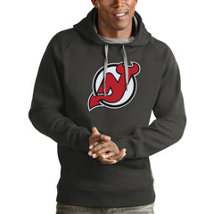 New Jersey Devils Antigua Logo Victory Pullover Hoodie - Charcoal | NHL Lifestyle