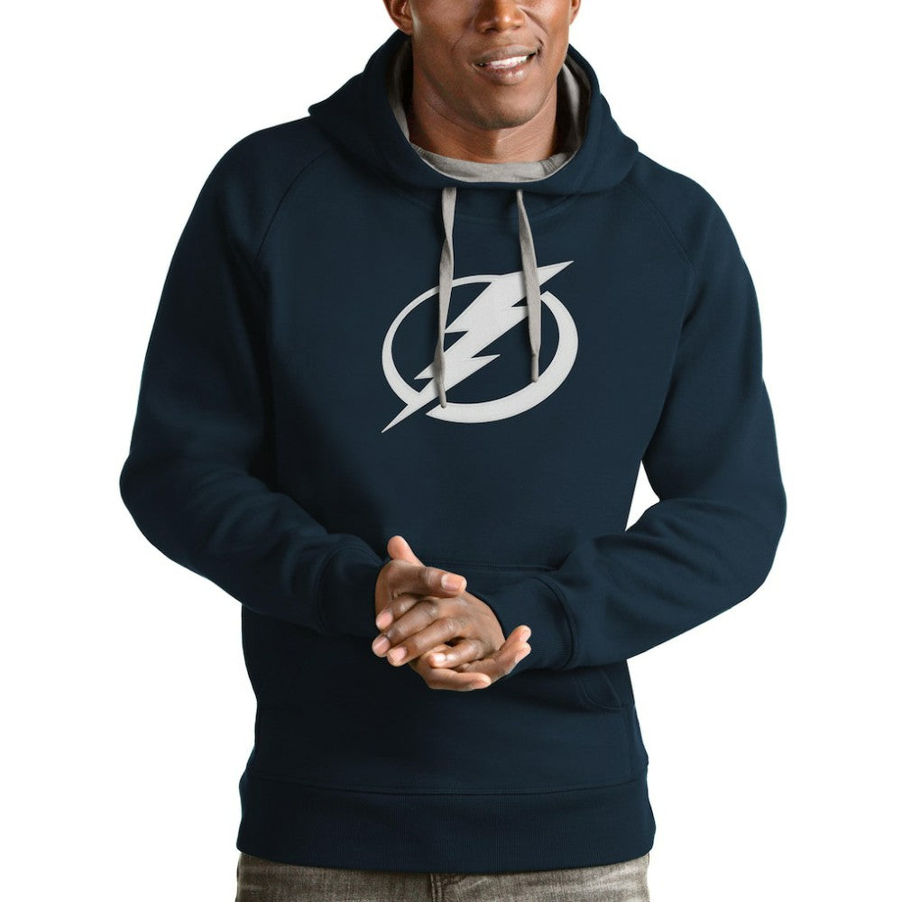 Tampa Bay Lightning Antigua Logo Victory Pullover Hoodie - Navy | NHL Clearance
