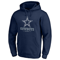 Dallas Cowboys Logo Team Lockup Fitted Pullover Hoodie - Navy - NFL