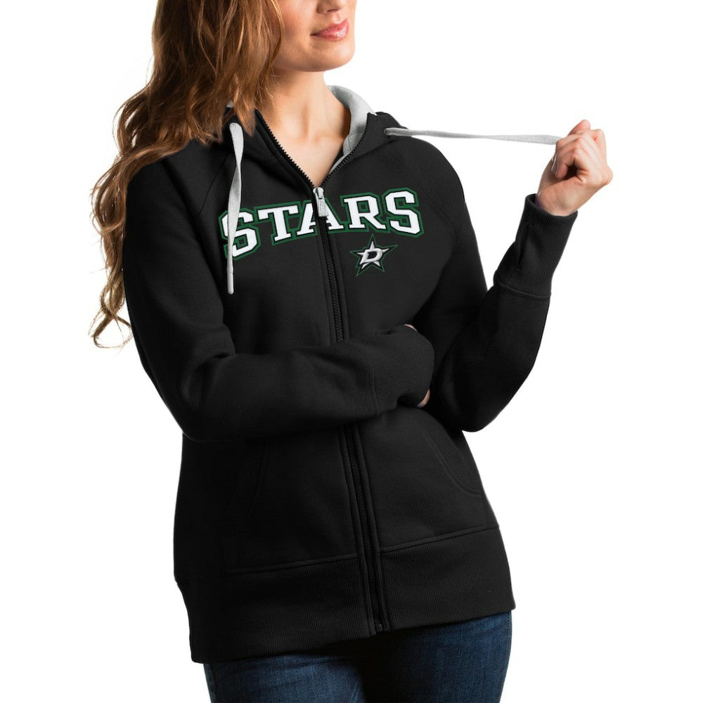 Dallas Stars Antigua Women's Wordmark Victory Full-Zip Hoodie - Black | NHL near me