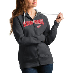 Detroit Red Wings Antigua Women's Wordmark Victory Full-Zip Hoodie - Charcoal | NHL on sale