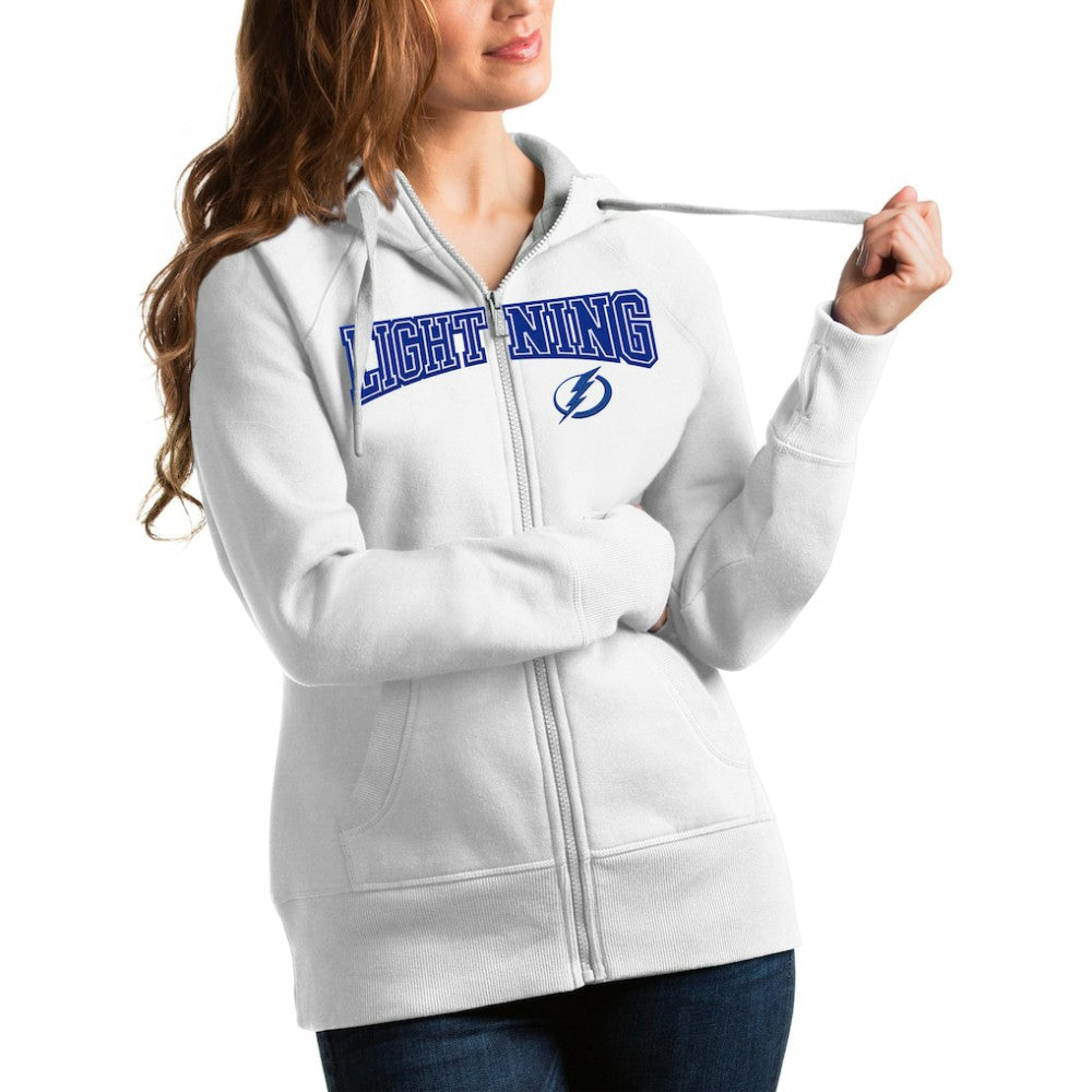 Tampa Bay Lightning Antigua Women's Wordmark Victory Full-Zip Hoodie - White | NHL sale