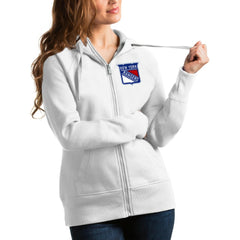 New York Rangers Antigua Women's Victory Full-Zip Hoodie - White | NHL sale