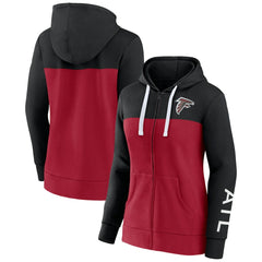 Atlanta Falcons Women's Take The Field Color Block Full-Zip Hoodie - Black/Red - Fanatics