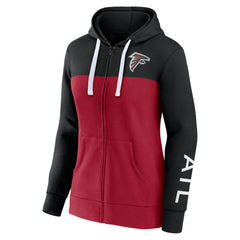 Atlanta Falcons Women's Take The Field Color Block Full-Zip Hoodie - Black/Red - Fanatics