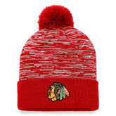 Chicago Blackhawks Fanatics Defender Cuffed Knit Hat with Pom - Red | Fanatics online
