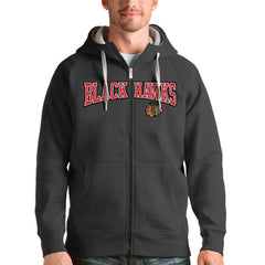 Chicago Blackhawks Antigua Wordmark Victory Full-Zip Hoodie - Charcoal | NHL on sale
