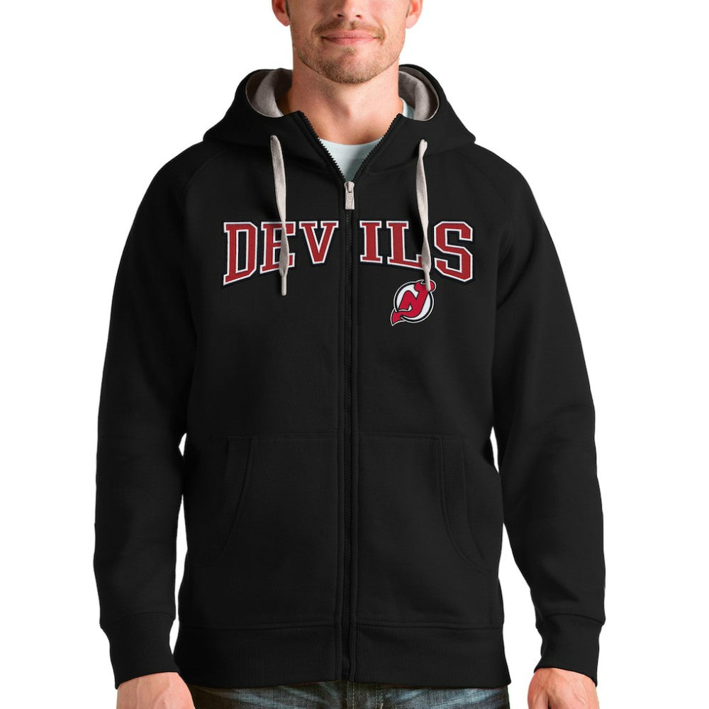 New Jersey Devils Antigua Wordmark Victory Full-Zip Hoodie - Black | NHL discount