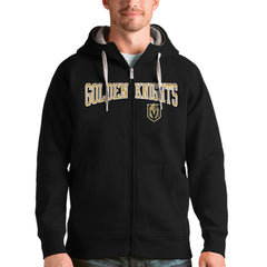 Vegas Golden Knights Antigua Wordmark Victory Full-Zip Hoodie - Black | NHL Lifestyle