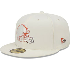Cleveland Browns New Era Chrome Color Dim 59FIFTY Fitted Hat - Cream - NFL