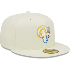 Los Angeles Rams New Era Chrome Color Dim 59FIFTY Fitted Hat - Cream - NFL