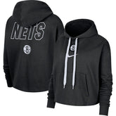 Nike Brooklyn Nets Women's Courtside Cropped Pullover Hoodie Black