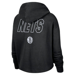 Nike Brooklyn Nets Women's Courtside Cropped Pullover Hoodie Black