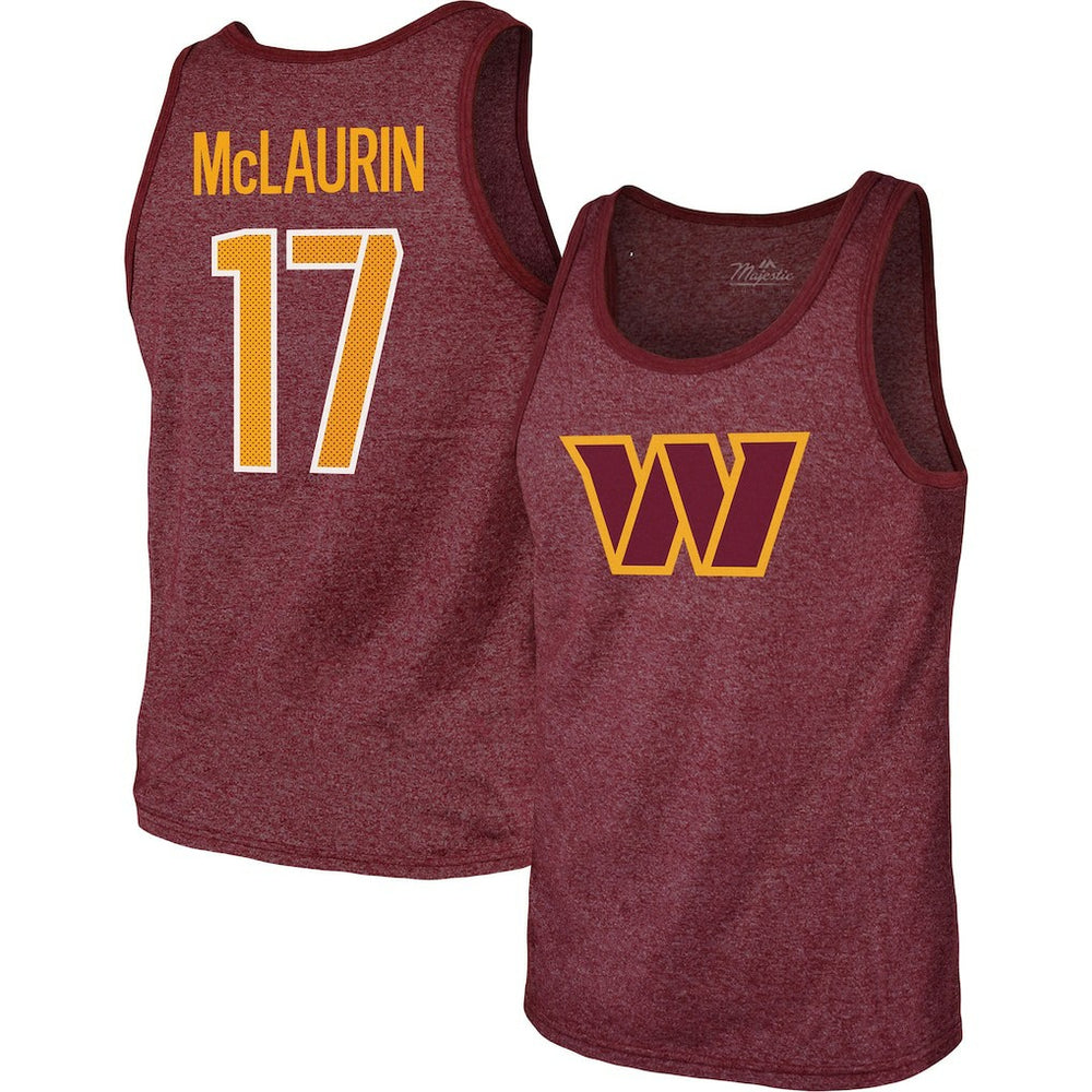 Terry McLaurin Washington Commanders Majestic Threads Player Name & Number Tank Top - Heathered Burgundy - NFL