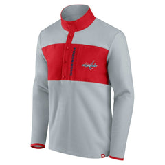 Washington Capitals Fanatics Hockey Polar Fleece Quarter-Snap Jacket - Gray/Red | Fanatics Clearance