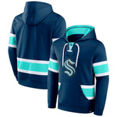 Seattle Kraken Fanatics Powerplay Warrior Pullover Hoodie - Deep Sea Blue | Fanatics discount