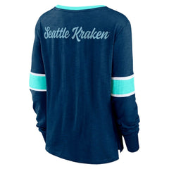 Seattle Kraken Fanatics Women's Effervescent Exclusive Notch Neck Lace-Up Long Sleeve Slub T-Shirt - Navy | Fanatics discount