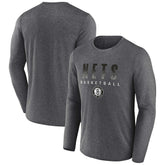 Fanatics Brooklyn Nets Where Legends Play Iconic Practice Long Sleeve T-Shirt Heathered Charcoal