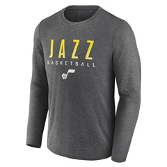 Fanatics Utah Jazz Where Legends Play Iconic Practice Long Sleeve T-Shirt Heather Charcoal