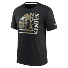 New Orleans Saints Wordmark Logo Tri-Blend T-Shirt - Black - Nike