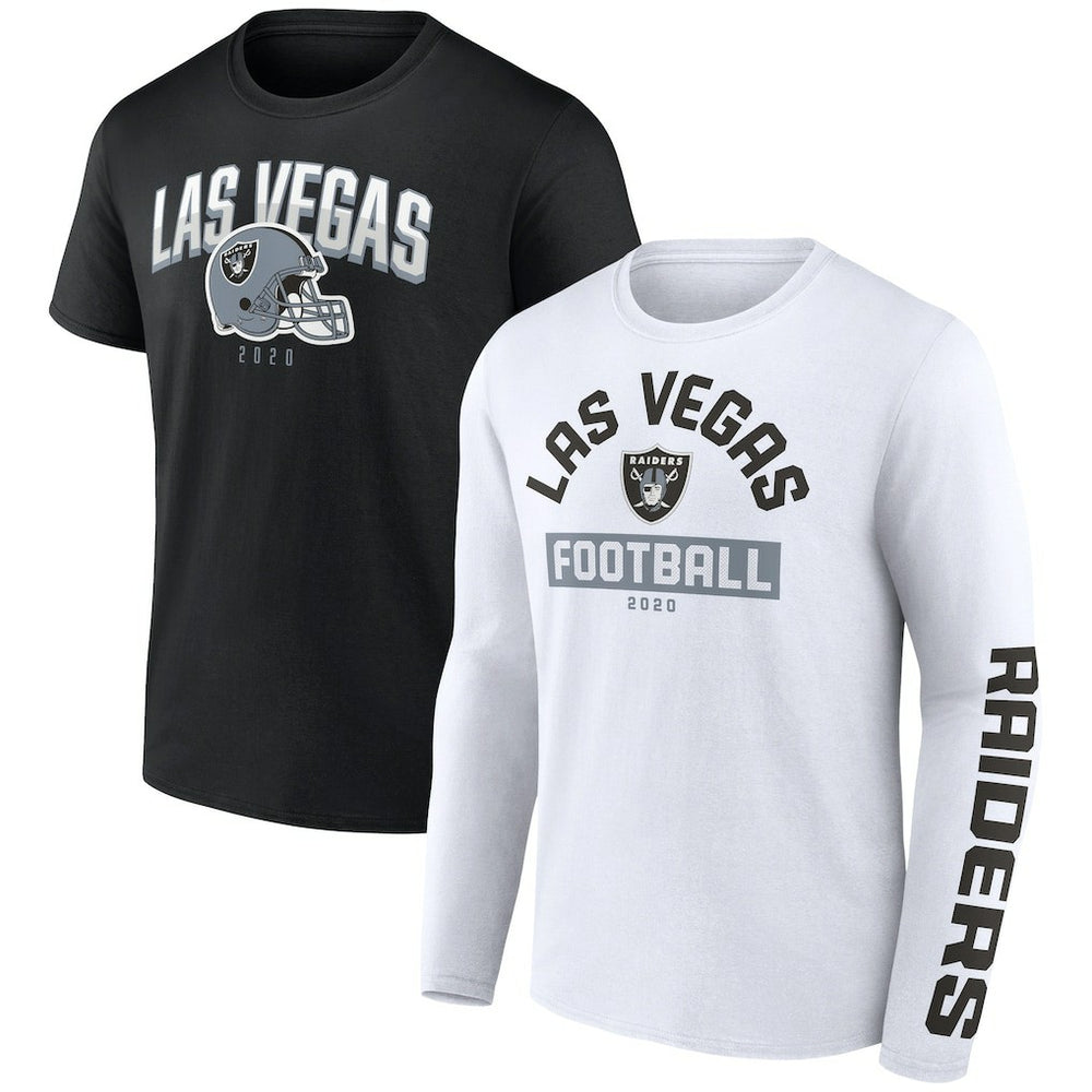 Las Vegas Raiders Long and Short Sleeve Two-Pack T-Shirt - Black/White - Fanatics