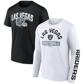 Las Vegas Raiders Long and Short Sleeve Two-Pack T-Shirt - Black/White - Fanatics
