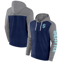 Seattle Kraken Fanatics Down and Distance Full-Zip Hoodie - Heather Deep Sea Blue | Fanatics sale