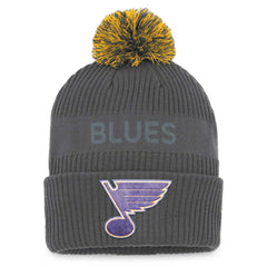 St. Louis Blues Fanatics Authentic Pro Home Ice Cuffed Knit Hat with Pom - Charcoal | Fanatics Clearance