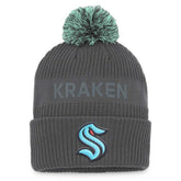Seattle Kraken Fanatics Authentic Pro Home Ice Cuffed Knit Hat with Pom - Charcoal | Fanatics discount