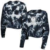 New Era Brooklyn Nets Women's Tie Dye Cropped Long Sleeve T-Shirt Black