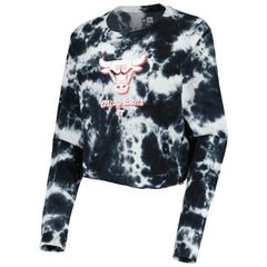 New Era Chicago Bulls Women's Tie Dye Cropped Long Sleeve T-Shirt Black