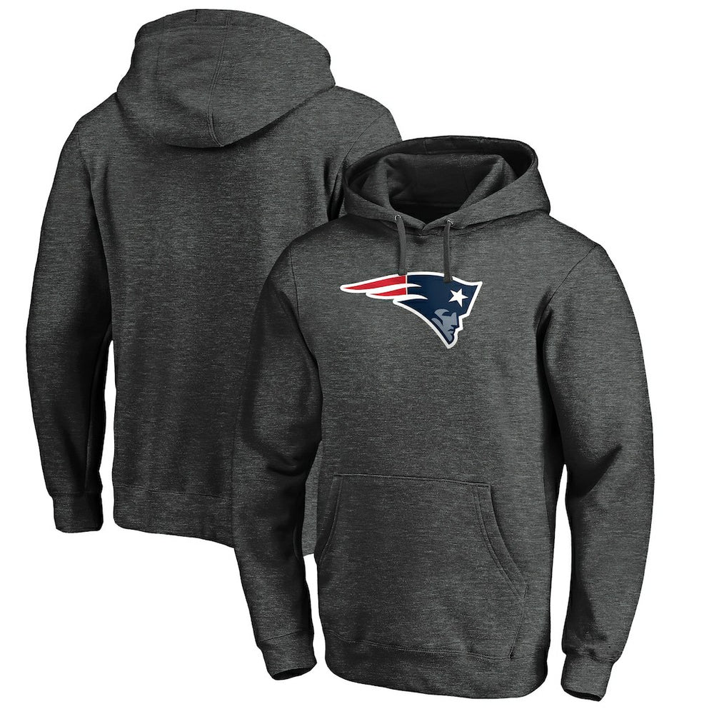New England Patriots Primary Logo Fitted Pullover Hoodie - Charcoal - NFL