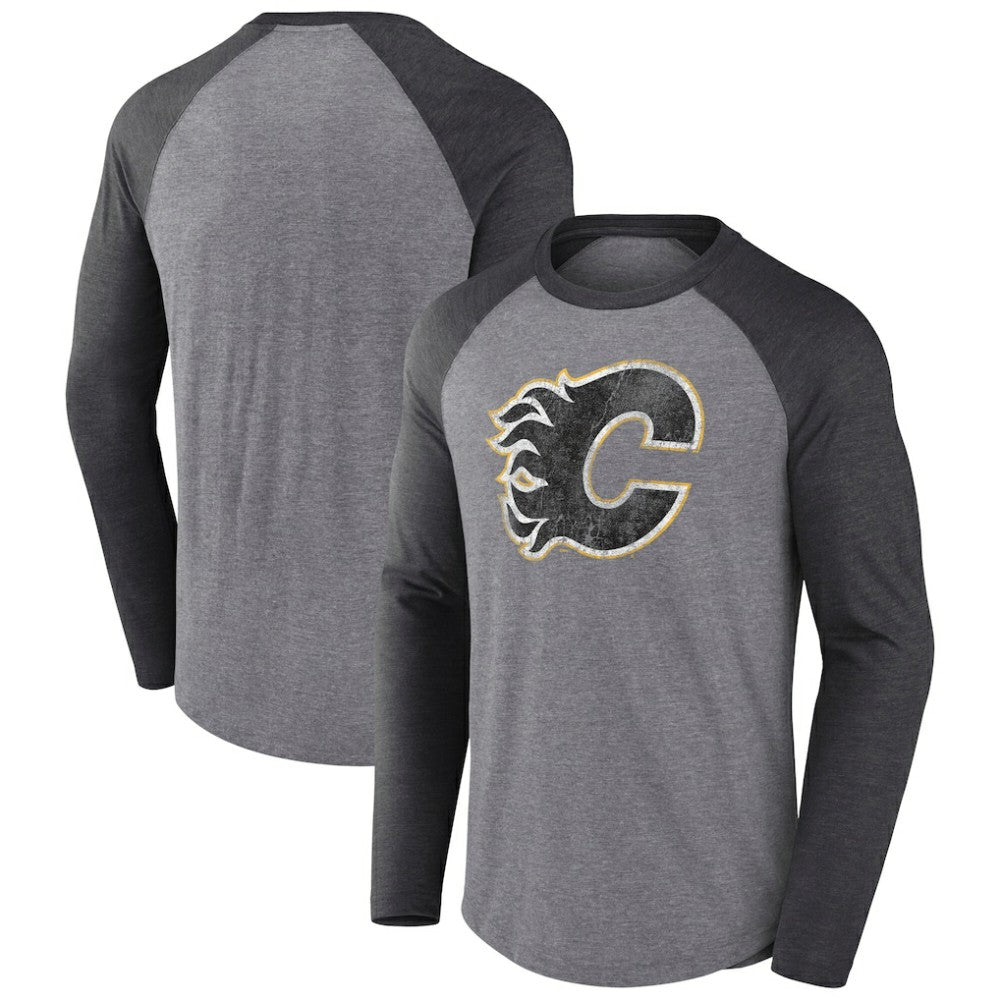 Calgary Flames Fanatics Special Edition Long Sleeve Tri-Blend Raglan T-Shirt - Heather Gray | Fanatics near me
