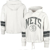47 brand Brooklyn Nets '47 Women's Emerson Stripe Cropped Pullover Hoodie Cream