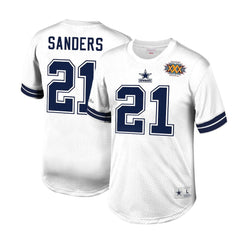 Deion Sanders Dallas Cowboys Retired Player Name & Number Mesh Top - White - Mitchell & Ness