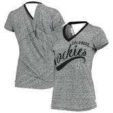 Colorado Rockies Touch Women's Hail Mary Back Wrap Space-Dye V-Neck T-Shirt Sale