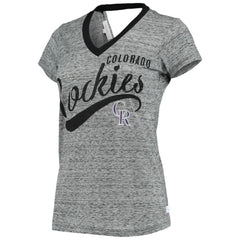 Colorado Rockies Touch Women's Hail Mary Back Wrap Space-Dye V-Neck T-Shirt Sale