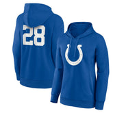 Jonathan Taylor Indianapolis Colts Women's Player Icon Name & Number V-Neck Pullover Hoodie - Royal - Fanatics