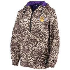 Los Angeles Lakers DKNY Sport Women's Gabriella Windbreaker Half-Zip Hoodie Leopard