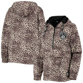 Brooklyn Nets DKNY Sport Women's Gabriella Windbreaker Half-Zip Hoodie Leopard