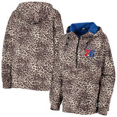 Philadelphia 76ers DKNY Sport Women's Gabriella Windbreaker Half-Zip Hoodie Leopard