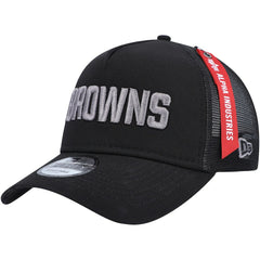 Cleveland Browns New Era x Alpha Industries A-Frame 9FORTY Trucker Snapback Hat - Black - NFL