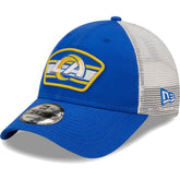 Los Angeles Rams New Era Logo Patch Trucker 9FORTY Snapback Hat - Royal/White - NFL