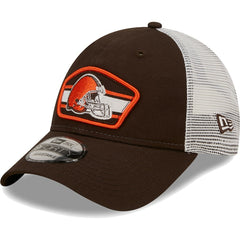 Cleveland Browns New Era Logo Patch Trucker 9FORTY Snapback Hat - Brown/White - NFL